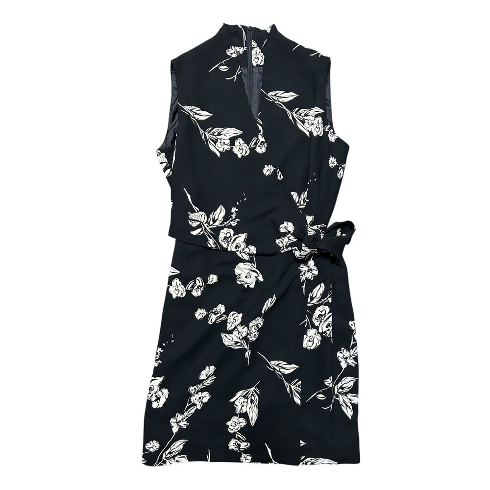 JONES WEAR DRESS, Black & White Floral Pencil Office Mini Dress, Size 16, Used